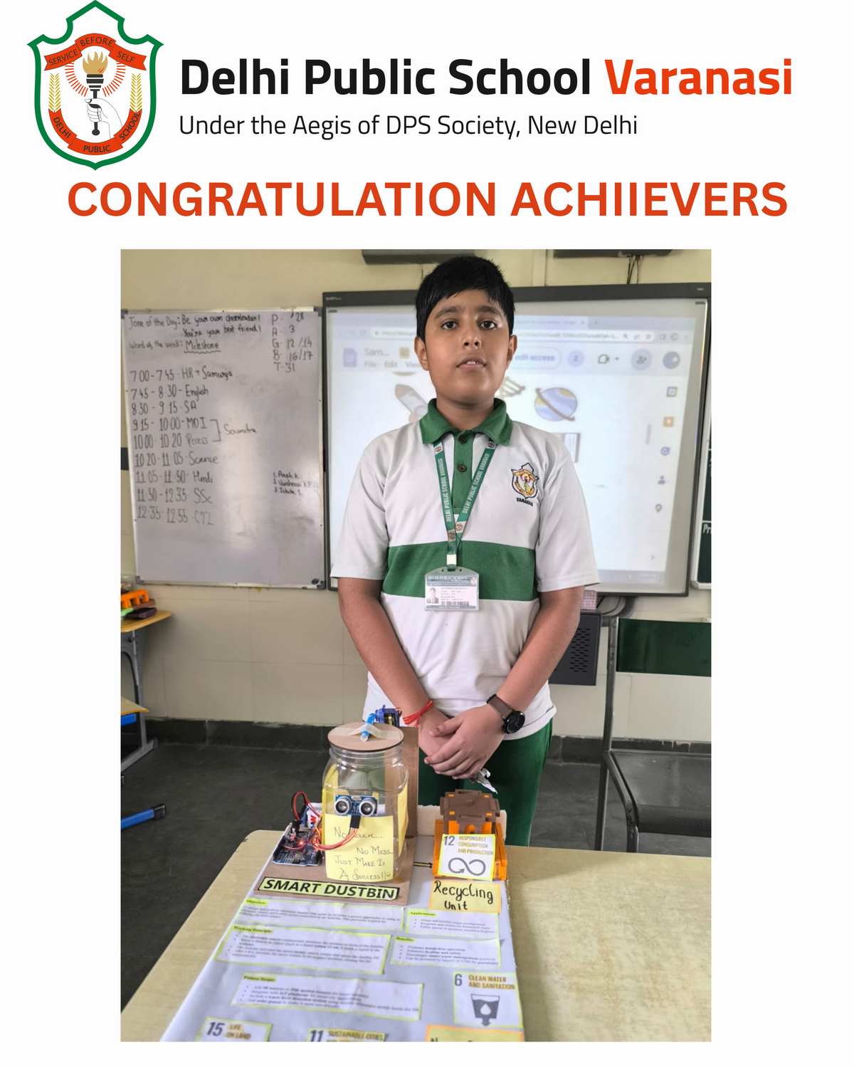 Innovative Smart Dustbin Project by Pratyush Featured in Amar Ujala